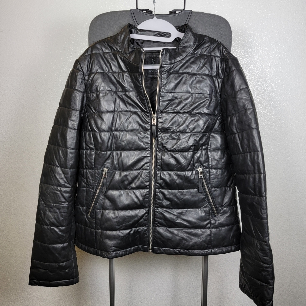 Bod & Christensen~ Samantha‎ quilted Leather Jacket, Black Size 3XL